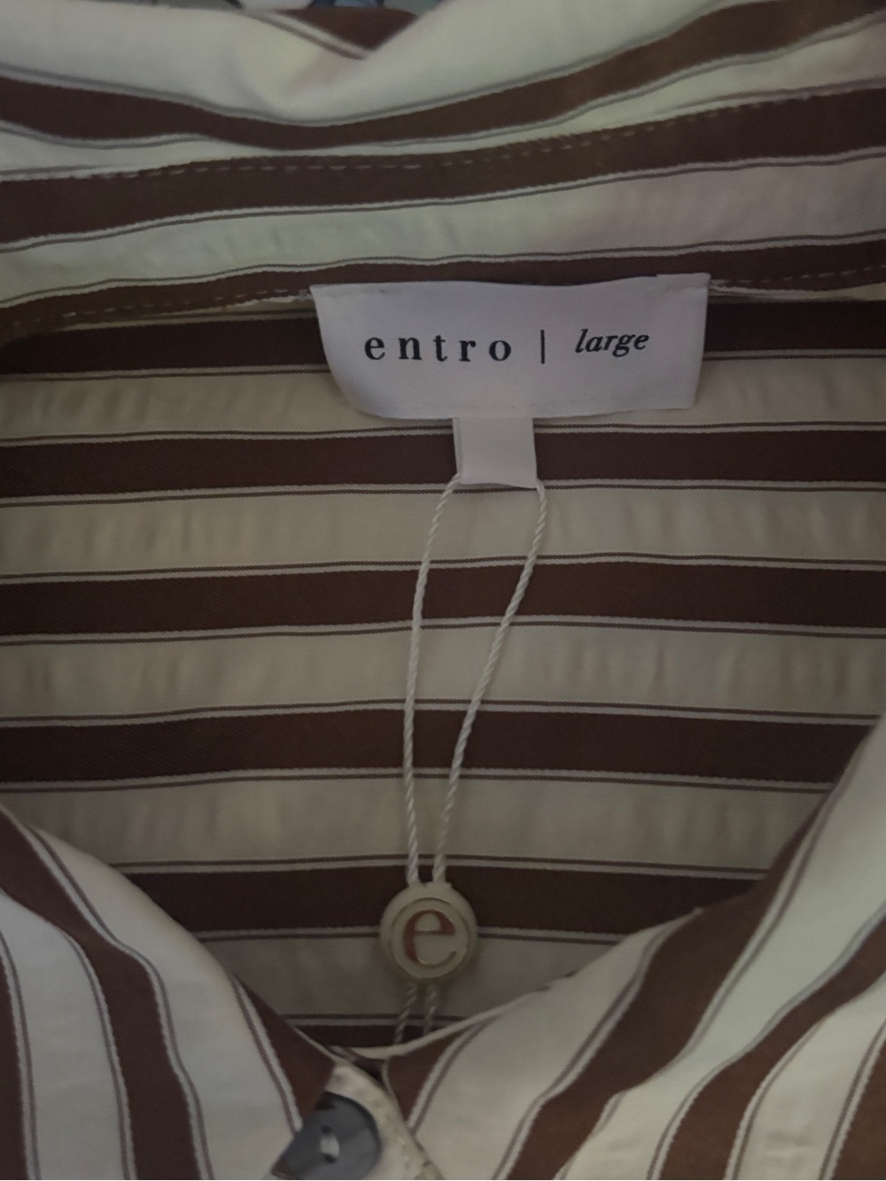 entro Cream and Brown Striped Button-Down Shirt - Picture 2 of 2